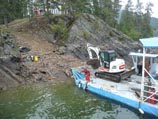 Equipment coming off the barge