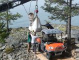 Loading material onto our island shuttle