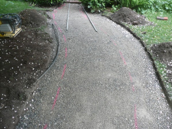 Painting borders of the walkway.