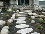 Placed flat stone entrance pathway
