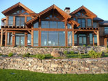 Frontal view of stacked retaining wall