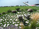 Natural Flagstone patio set in grass