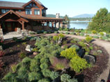 Front entry with garden beds and ground cover