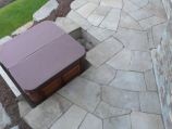 Flagstone patio with inset hot tub