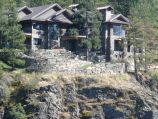 Natural rock retaining walls on hillside